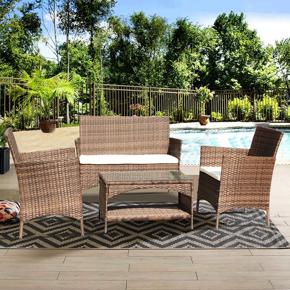 Gableton 4pc new arrivals wicker chat set
